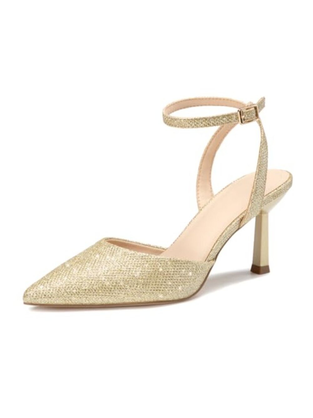 Women's Pointed Toe Stiletto Heels Ankle Strap Dress Pumps